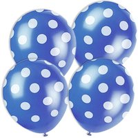 blaue Ballons mit weißen Punkten, 6 Latexballons für Dekoration, 30cm blaue Ballons mit weißen Punkten, 6 Latexballons für Dekoration, 30cm von Unique Party