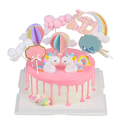 Unique Store Tortendeko Geburtstag, Cake Topper Einhorn Tortendekoration kuchendeko Set einschließlich Regenbogen, Ballon, Einhorn, Happy Birthday, Wolke für Kinder Geburtstag Baby Shower Unique Store Tortendeko Geburtstag, Cake Topper Einhorn Tortendekoration kuchendeko Set einschließlich Regenbogen, Ballon, Einhorn, Happy Birthday, Wolke für Kinder Geburtstag Baby Shower von Unique Store