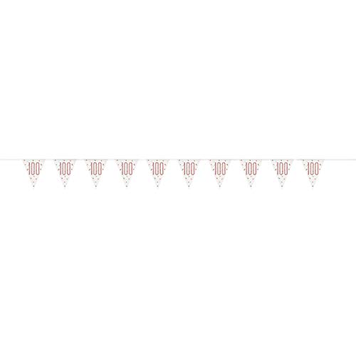 100. Geburtstags-Wimpelbanner - 2,74 m - Glitzer-Roségold-Geburtstag von Unique
