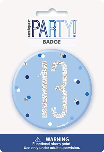 13. Geburtstags-Anstecker - 7,5 cm - Glitzer Blau & Silber Geburtstag 13. Geburtstags-Anstecker - 7,5 cm - Glitzer Blau & Silber Geburtstag von Unique