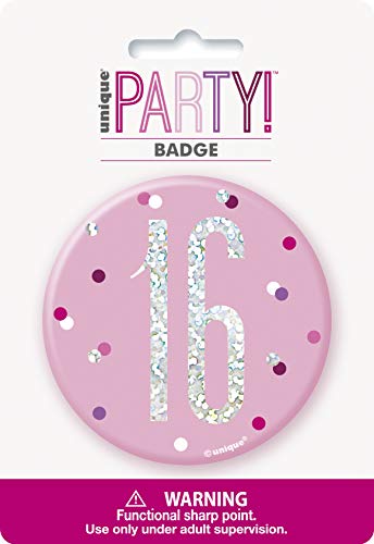 16. Geburtstags-Anstecker - 7,5 cm - Glitzer Rosa & Silber Geburtstag 16. Geburtstags-Anstecker - 7,5 cm - Glitzer Rosa & Silber Geburtstag von Unique