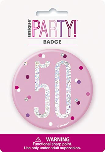 50. Geburtstags-Anstecker - 7,5 cm - Glitzer Rosa & Silber Geburtstag 50. Geburtstags-Anstecker - 7,5 cm - Glitzer Rosa & Silber Geburtstag von Unique