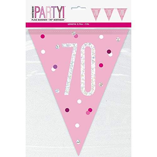 70. Geburtstags-Wimpelbanner - 2,74 m - Glitzer Rosa & Silber Geburtstag 70. Geburtstags-Wimpelbanner - 2,74 m - Glitzer Rosa & Silber Geburtstag von Unique