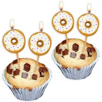 Donut-Geburtstagskerzen aus Wachs für Muffins im 6er Pack, 7,5 × 3 cm von Unique