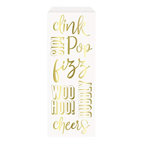 Flaschentüten aus Paper - "Pop, Fizz, Clink" im goldenen Foliendesign - 3er-Pack Flaschentüten aus Paper - "Pop, Fizz, Clink" im goldenen Foliendesign - 3er-Pack von Unique