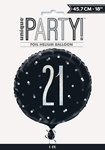 Folien-Geburtstags-Luftballon - 45 cm - 21. Geburtstag - Glitzer Schwarz & Silber Geburtstag Folien-Geburtstags-Luftballon - 45 cm - 21. Geburtstag - Glitzer Schwarz & Silber Geburtstag von Unique