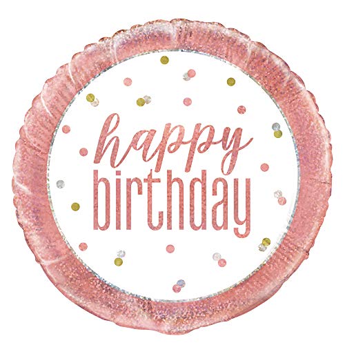 Folien-Geburtstags-Luftballon - 45 cm - "Happy Birthday" - Glitzer-Roségold-Geburtstag Folien-Geburtstags-Luftballon - 45 cm - "Happy Birthday" - Glitzer-Roségold-Geburtstag von Unique
