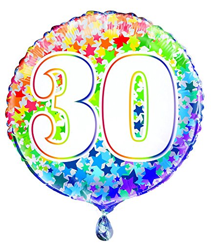 Folien-Luftballon - 45 cm - Zahl 30 - Design Regenbogensterne Folien-Luftballon - 45 cm - Zahl 30 - Design Regenbogensterne von Unique