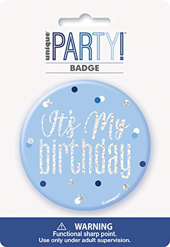 Geburtstags-Anstecker - 7,5 cm - Glitzer Blau & Silber Geburtstag Geburtstags-Anstecker - 7,5 cm - Glitzer Blau & Silber Geburtstag von Unique