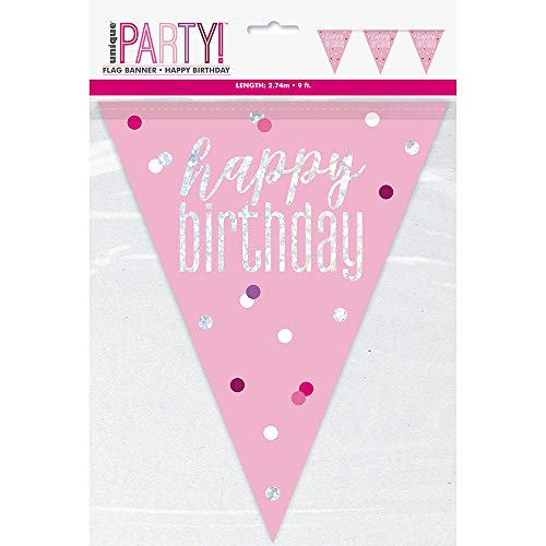 Geburtstags-Wimpelbanner - 2,74 m - Glitzer Rosa & Silber Geburtstag Geburtstags-Wimpelbanner - 2,74 m - Glitzer Rosa & Silber Geburtstag von Unique