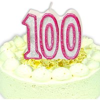 Geburtstagskerze Zahl 100, in glitzerndem Pink von Unique