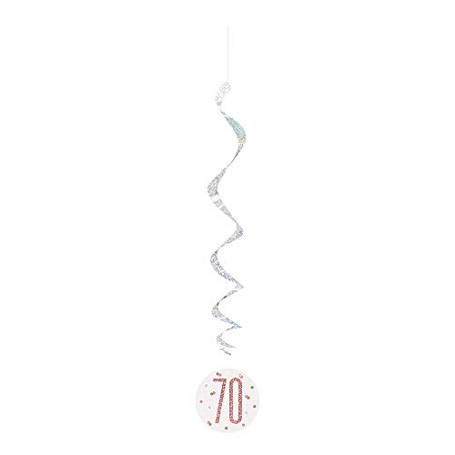 Hängende Wirbel-Geburtstagsdekorationen - 81 cm - 70. Glitzer-Roségold-Geburtstag - 6er-Packung von Unique