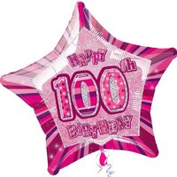 Heliumballon sternförmig +Zahl 100, pink, 45cm, für Helium Heliumballon sternförmig +Zahl 100, pink, 45cm, für Helium von Unique