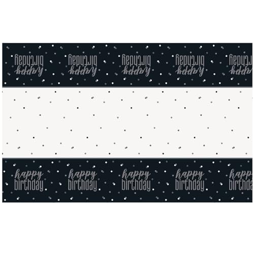 Kunststoff-Tischdecke - 2,13 m x 1,37m - Glitzer Schwarz & Silber Geburtstag Kunststoff-Tischdecke - 2,13 m x 1,37m - Glitzer Schwarz & Silber Geburtstag von Unique