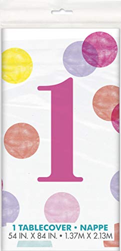 Kunststoff-Tischdecke - 2,13 m x 1,37m - Rosa Punkte 1. Geburtstag Kunststoff-Tischdecke - 2,13 m x 1,37m - Rosa Punkte 1. Geburtstag von Unique