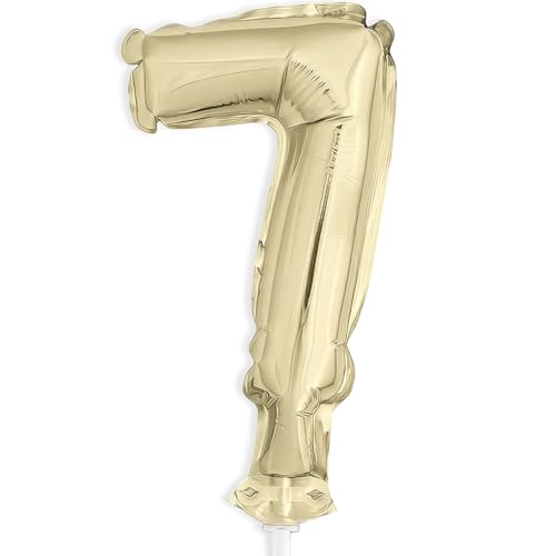 Luftballonkuchentopperdekoration - 12 cm - Zahl 7 - Goldfolie Luftballonkuchentopperdekoration - 12 cm - Zahl 7 - Goldfolie von Unique