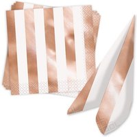 Metallic rosegold gestreifte Servietten, 16 Stück Metallic rosegold gestreifte Servietten, 16 Stück von Unique