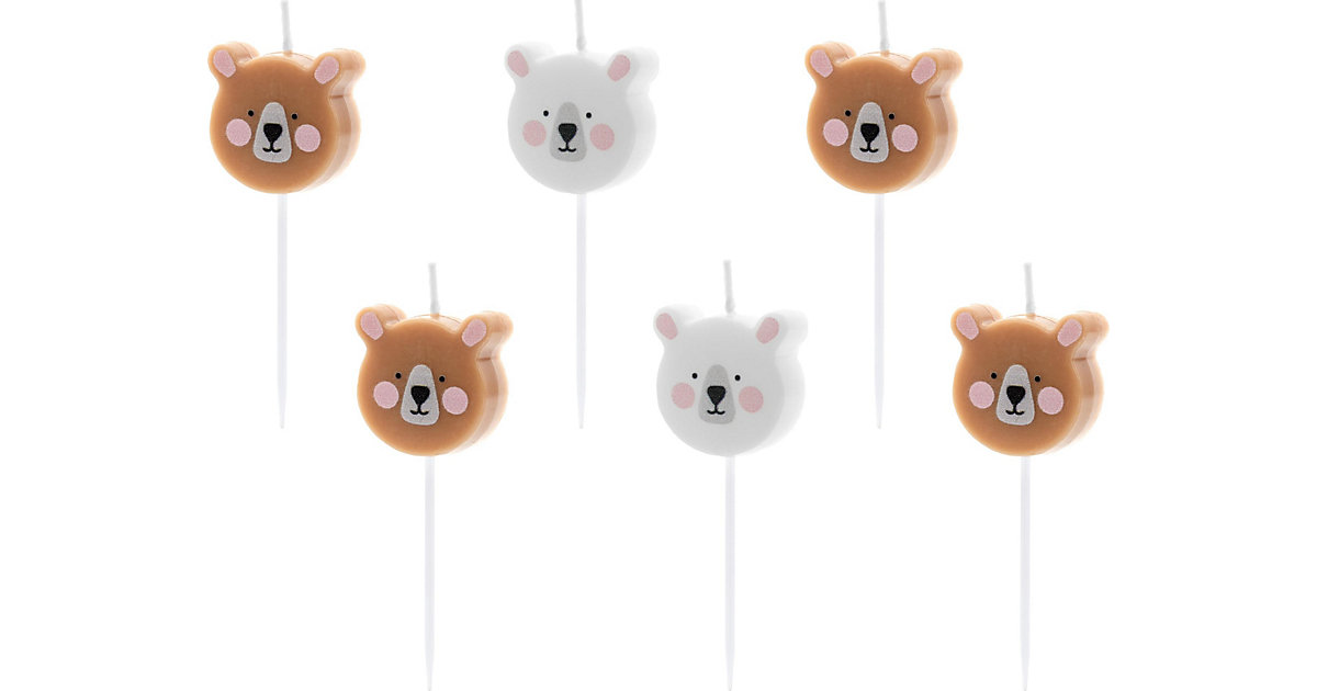 Minikerzen Bär, 8 cm, 6 Stück braun/weiß Minikerzen Bär, 8 cm, 6 Stück braun/weiß von Unique