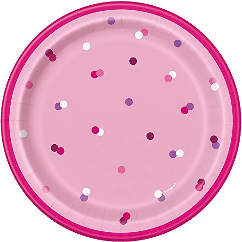 Pappteller - 18 cm - Glitzer Rosa & Silber Geburtstag - 8er-Packung Pappteller - 18 cm - Glitzer Rosa & Silber Geburtstag - 8er-Packung von Unique Party