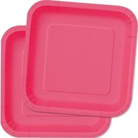 Partyteller quadratisch in Pink, Einwegteller aus Pappe, 14 Stück Partyteller quadratisch in Pink, Einwegteller aus Pappe, 14 Stück von Unique