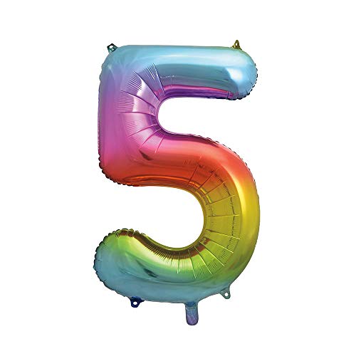 Riesenzahl 5 Luftballon - 86 cm - Regenbogenfarben Riesenzahl 5 Luftballon - 86 cm - Regenbogenfarben von Unique