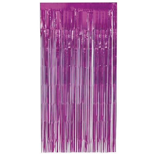 Unique 16847 Türvorhang mit Folienfransen x 2 m – Dunkel rosa Farbe (1 Stück), Hot Pink von Unique