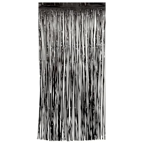 Unique 16859 Folienfransen-Türvorhang x 2 m – Schwarze Farbe (1 Stück), Black von Unique