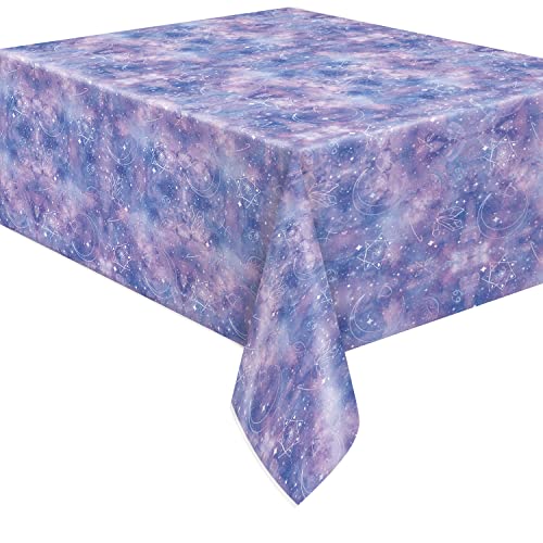 Unique 26143 Kunststoff-Tischdecke – 2,13 m x 1,37 m – Lila Galaxie-Party – 1 Stück (1 Packung), Festlich, Mehrfarbig, Extra Large von Unique
