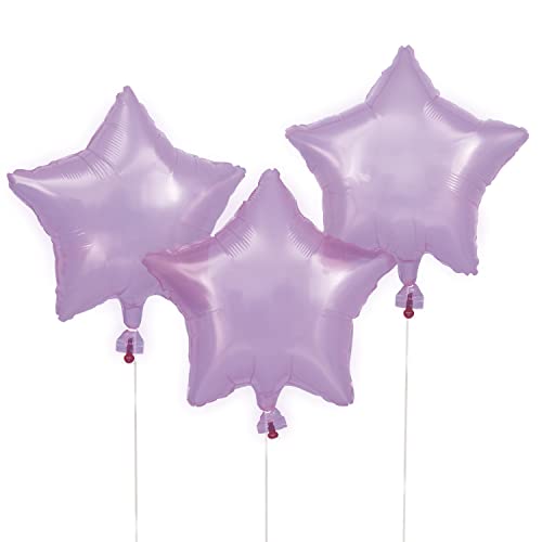 Unique 26360 Sterne Durchscheinende Violette Sternballons mit Nähten-43 cm-3 Stück (1 Packung), Translucent Purple, Large von Unique