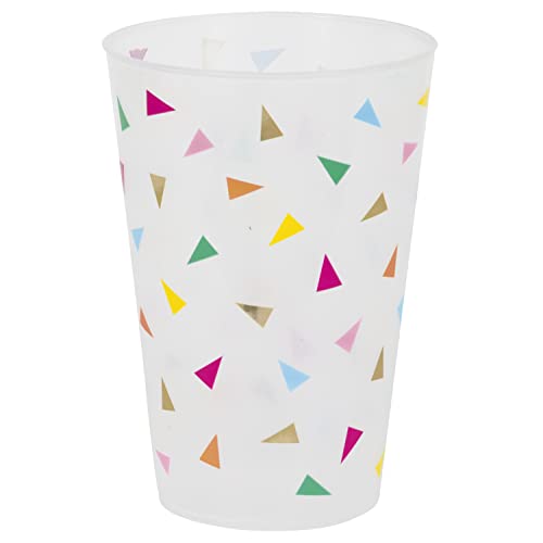 Unique 26370 - Wiederverwendbare Plastikbecher mit Folienprägung – 473 ml – Helles Dreieck für Geburtstagsfeiern – 6 Stück (1 Packung) von Unique