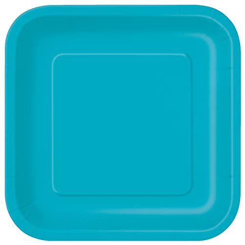 Unique 32113EU Quadratische Umweltfreundliche Pappteller-23 cm-Blaugrün Farbe-Packung mit 14 Stück, Teal Unique 32113EU Quadratische Umweltfreundliche Pappteller-23 cm-Blaugrün Farbe-Packung mit 14 Stück, Teal von Unique