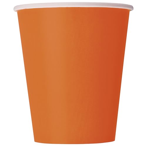 Unique 32246EU - Plastikfreie Papierbecher – 266 ml – Farbe Orange – 14 Stück (1 Stück) von Unique