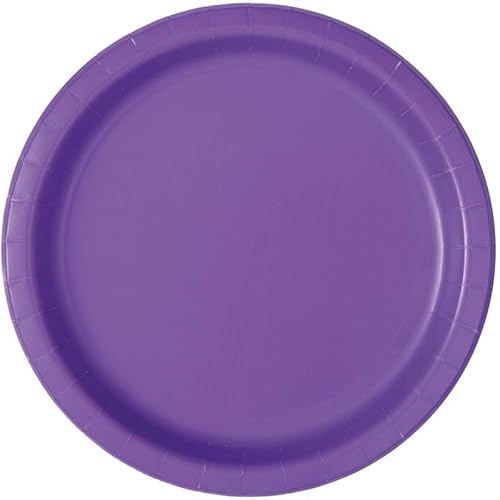 Unique 47025EU - Umweltfreundliche Pappteller – 23 cm – Farbe Neonviolett – 8 Stück (1 Stück) von Unique