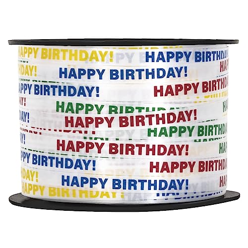 Unique 48635 Geburtstags-Geschenkband – 201 m – Happy Birthday – 1 Stück (1 Packung), Multicolour von Unique
