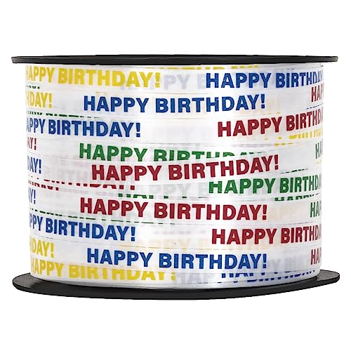 Unique 48635 - Geburtstags-Geschenkband – 201 m – Happy Birthday – 1 Stück (1 Packung) von Unique