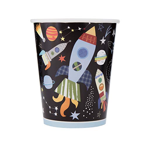 Unique 73266EU - Plastikfreie Papierbecher - 266ml - Weltraum – 8 Stück (1 Stück) von Unique