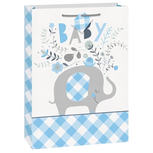 Elegante blaue Jumbo-Geschenktüte mit floralem Elefant (33 cm x 45 cm) – schönes, Unique und stilvolles Design – perfekt für besondere Anlässe, Geburtstage, Babypartys – 1 Stück Elegante blaue Jumbo-Geschenktüte mit floralem Elefant (33 cm x 45 cm) – schönes, Unique und stilvolles Design – perfekt für besondere Anlässe, Geburtstage, Babypartys – 1 Stück von Unique