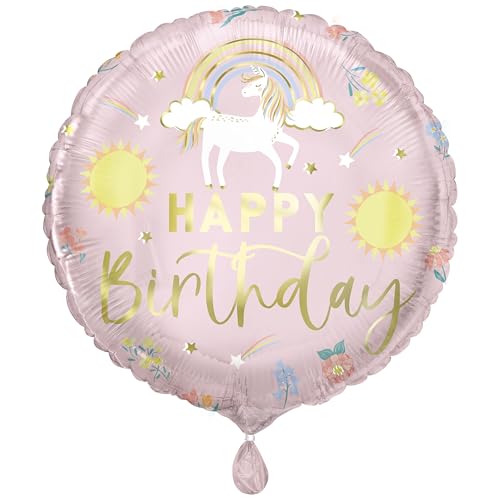 Unique 80809 Folien-Geburtstagsballon, 45 cm, zierliches Einhorn-Party, 1 Stück (1 Stück) von Unique