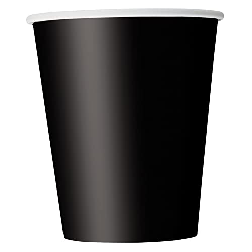 Unique 82189 Papierbecher-266 ml-Schwarz-8er-Pack, Black, Pack of 8 von Unique