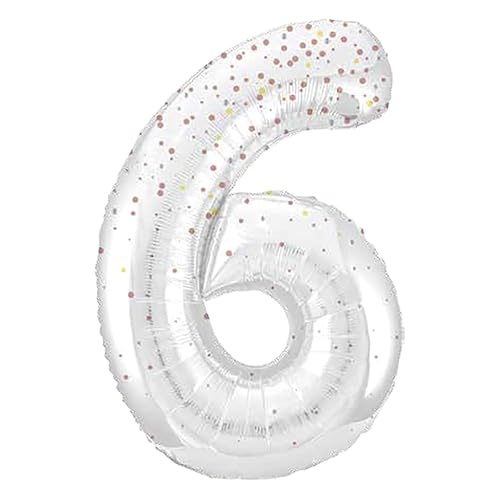 Unique 85886 Riesiger Folienballon Zahl 6, 86 cm, prismatischer Glitzer, Roségold, Geburtstagsparty, 1 Stück Unique 85886 Riesiger Folienballon Zahl 6, 86 cm, prismatischer Glitzer, Roségold, Geburtstagsparty, 1 Stück von Unique