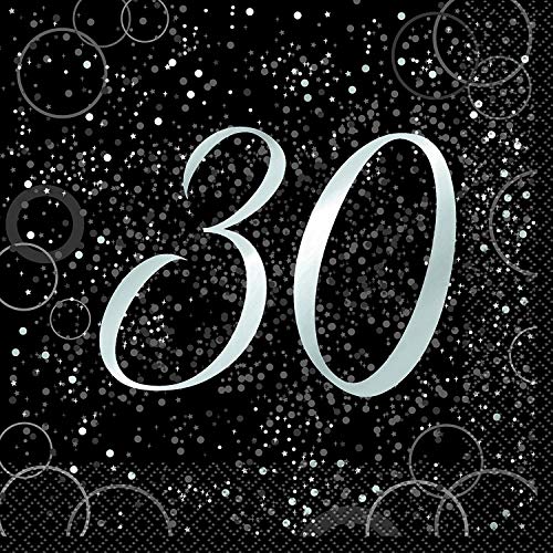 Unique Papierservietten mit Foliendruck für den 30. Geburtstag,silber,16er pack Unique Papierservietten mit Foliendruck für den 30. Geburtstag,silber,16er pack von Unique Party