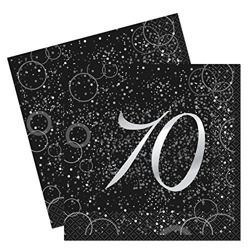 Unique Papierservietten mit Foliendruck für den 70. Geburtstag,silber,16er pack von Unique