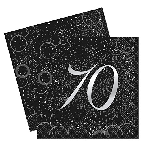 Unique Papierservietten mit Foliendruck für den 70. Geburtstag,silber,16er pack Unique Papierservietten mit Foliendruck für den 70. Geburtstag,silber,16er pack von Unique Party