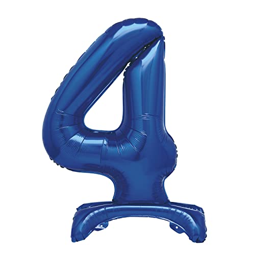 Unique Party 12884 - Riesen Stehen Nummer 4 Ballon - 76 cm - Blau von Unique