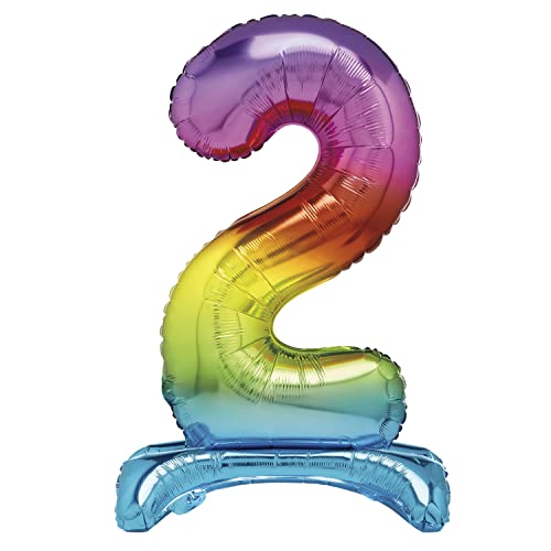 Unique Party 13262 - Riesen Stehen Nummer 2 Ballon - 76 cm - Regenbogen Unique Party 13262 - Riesen Stehen Nummer 2 Ballon - 76 cm - Regenbogen von Unique