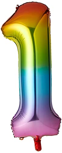 Unique Party 56801 Riesenzahl 1 Luftballon - 86 cm - Regenbogenfarben Unique Party 56801 Riesenzahl 1 Luftballon - 86 cm - Regenbogenfarben von Unique