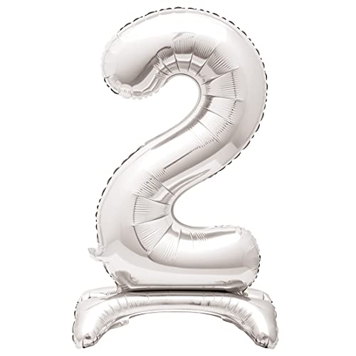 Unique Party 59582 - Riesen Stehen Nummer 2 Ballon - 76 cm - Silber Unique Party 59582 - Riesen Stehen Nummer 2 Ballon - 76 cm - Silber von Unique
