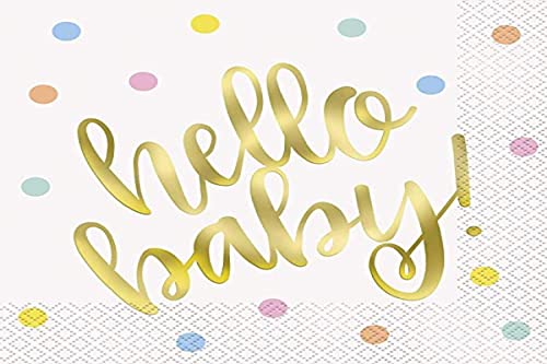 Unique Party 73522 Papierservietten - 16,5 cm - "Hello Baby" Gold-Babyparty - Packung mit 16 Stück Unique Party 73522 Papierservietten - 16,5 cm - "Hello Baby" Gold-Babyparty - Packung mit 16 Stück von Unique