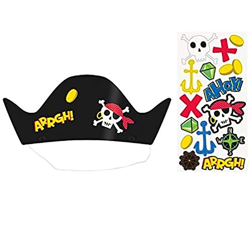 Unique Party 78421 Partyhüte aus Papier, Piratenmotiv, Schwarz, 8 Stück, Cartoon, Mehrfarbig Unique Party 78421 Partyhüte aus Papier, Piratenmotiv, Schwarz, 8 Stück, Cartoon, Mehrfarbig von Unique