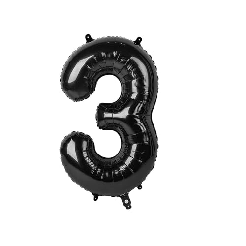 Unique Party Supplies 55863 Riesenzahl 3 Luftballon - 86 cm - Schwarz von Unique